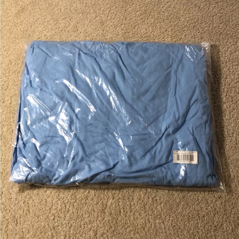 One step Light Blue Cotton Fitted Sheet For Travel Air Bed - NEW